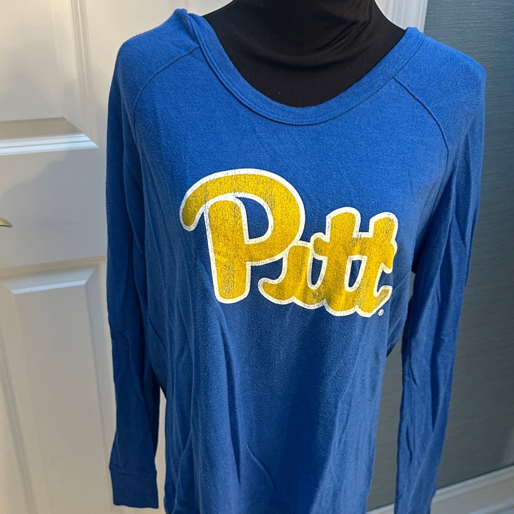 Blue Long Sleeve Shirt with Yellow 'Pitt' Logo